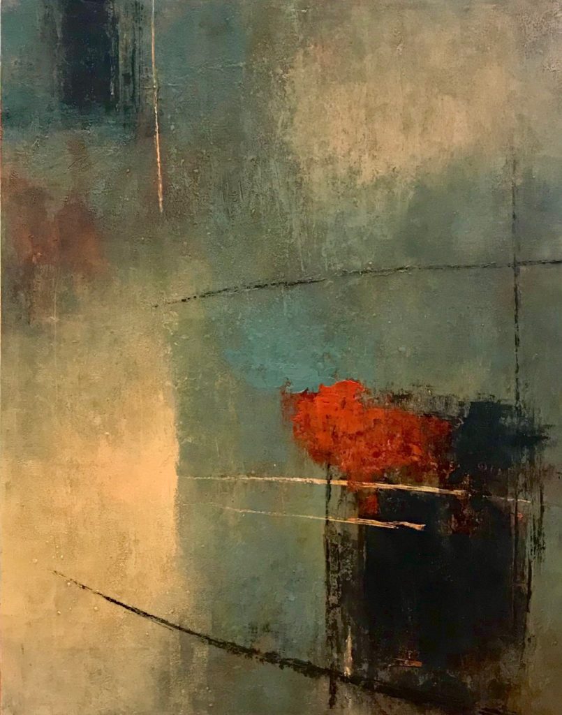 "Isolation III," oil & cold wax on wood, 28"x22" (2020)