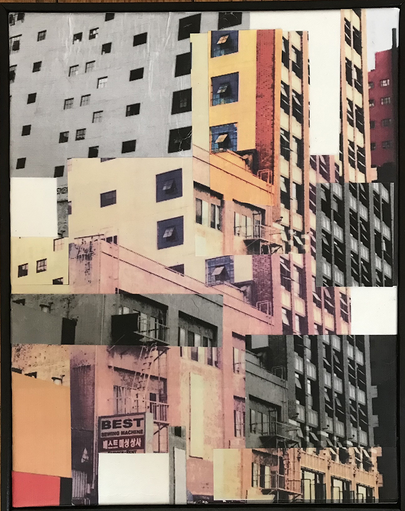 Kim Triedman, Chinatown, Collage on canvas, 14.5" x 11.5", 2020